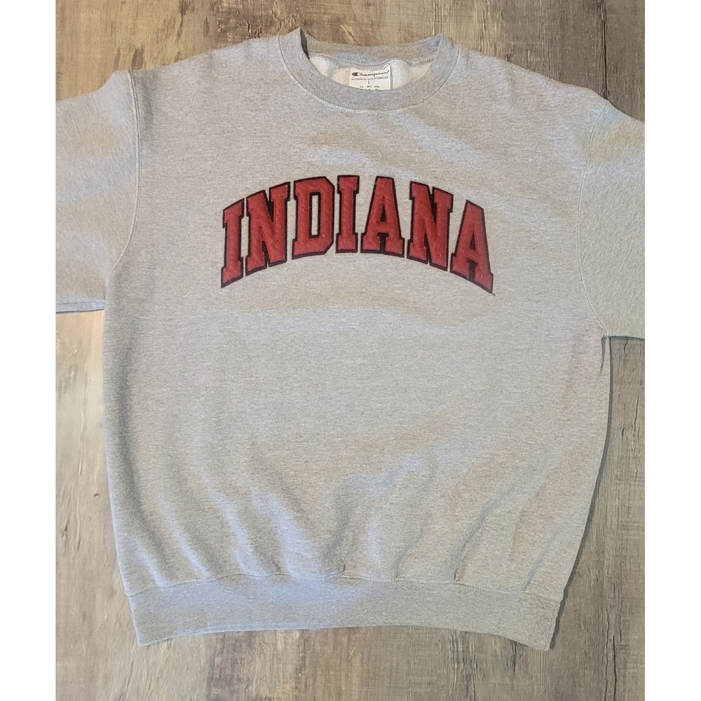Champion Indiana University Sweatshirt Mens Large Grey Fleece Crewneck CS1220